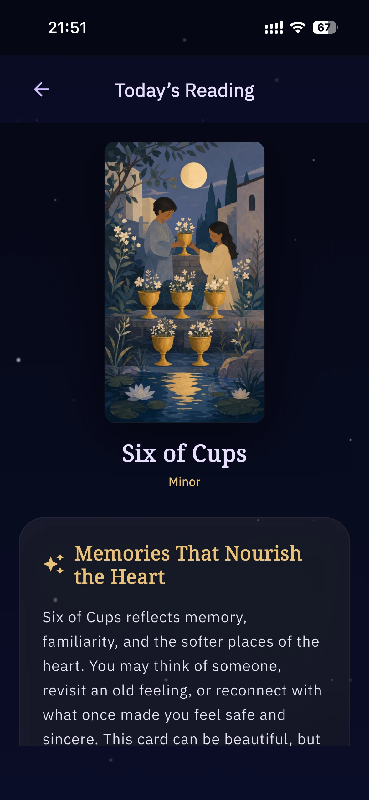 A Nivora tarot reading for the Six of Cups